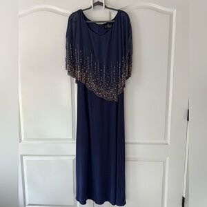 Alex Evenings periwinkle Maxi Dress with Embellished Overlay